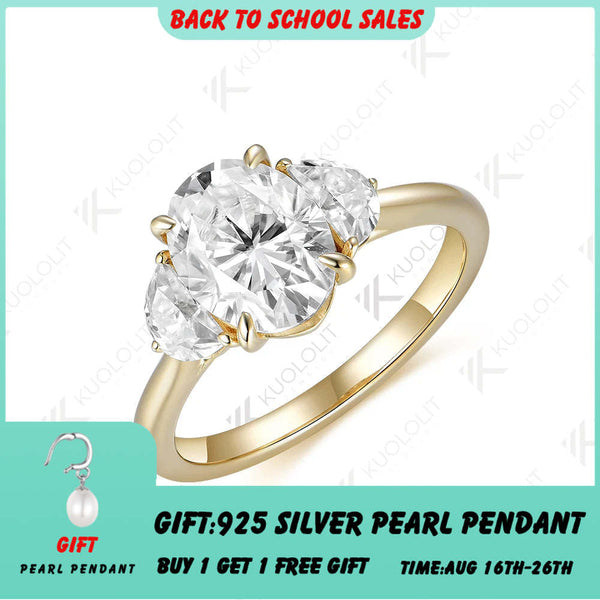 Bague Kuololit IGI 2CT en or jaune massif 18K, 14K ou 10K (585) sertie d'un diamant ovale de 2 carats, pureté VS1, idéale comme cadeau de fiançailles. 
