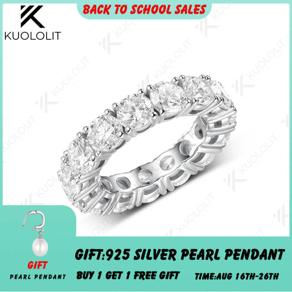 Kuololit 7CTW Lab Grown Diamonds Custom Wedding Band Ring for Women Solid 14K 10K 585 White Gold Eternity Full Band for Christmas Gifts