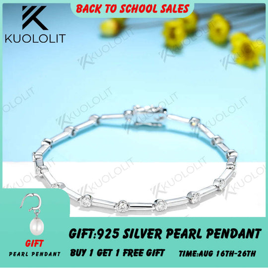 Kuololit 1,26 Karat Moissanit-Armbänder für Damen und Herren, 14K, 10K, 585 Massivgold, Silber, Rundschliff, Tennis-Design, Verlobungs- und Weihnachtsschmuck 