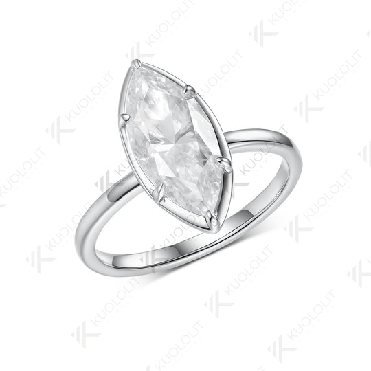 Kuololit 3ct Marquise Cyan Moissanite Ring for Women Solid 10K 14K Yellow Gold Engagement Ring for Christmas Gifts Engagement