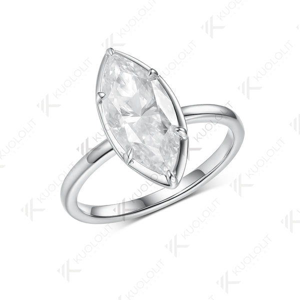 Kuololit 3ct Marquise Cyan Moissanite Ring for Women Solid 10K 14K Yellow Gold Engagement Ring for Christmas Gifts Engagement