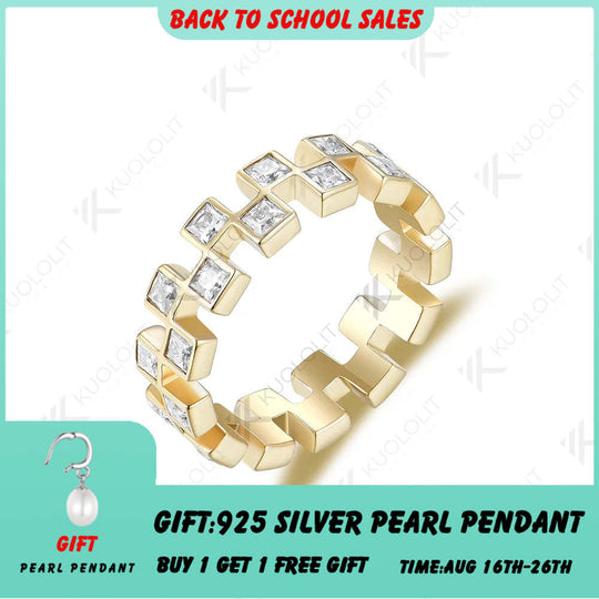 Kuololit Moissanite Band Rings for Men Women PT950 Solid 585 14K 10K Silver Yellow Gold for Anniversary Wedding Christmas