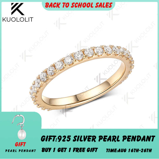 Kuololit 0.6CTW Lab Grown Diamonds Rings for Women Solid 18K 14K 10K 585 Yellow Gold Wedding Band for Christmas Classic Gifts
