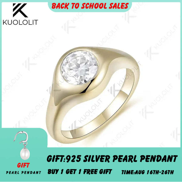 Kuololit 1CT OEC Lab Grown Diamond Rings for Women Solid 18K 14K 10K Yellow Gold Bezel Set Ring for Engagement  Anniversary Gift