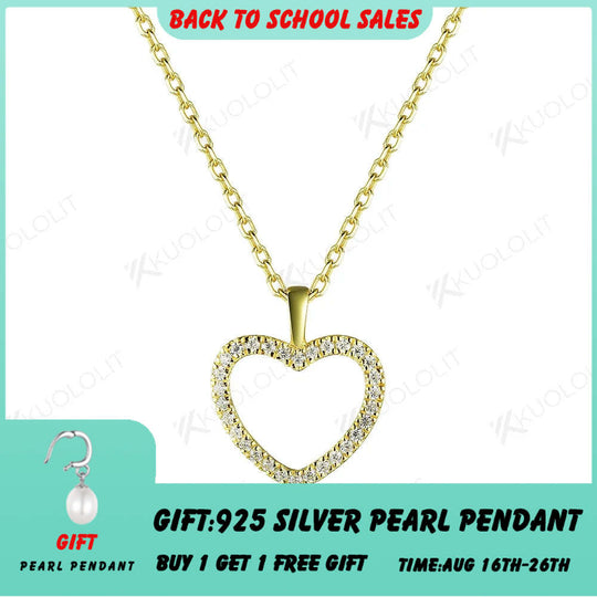 Kuololit Lab Grown Diamonds Necklaces for Women 18K 14K Yellow Gold Heart Shape Pendant with Chain with NGIC for Party Classic