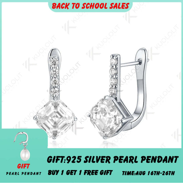 Kuololit 2 Karat Moissanit-Clip-Ohrringe für Damen, massives 18K, 14K, 10K, 585 Gelbgold, Asscher-Schliff, ideal für Verlobung und Weihnachten 