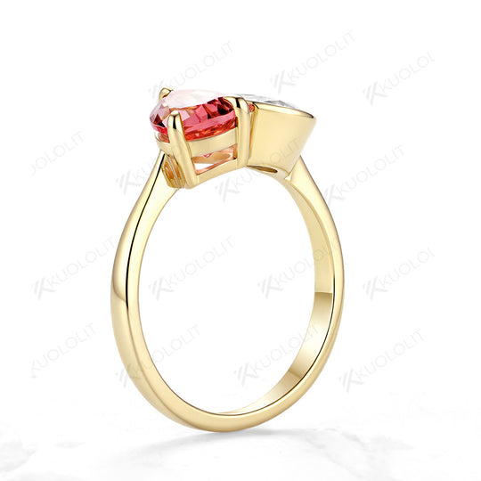 Kuololit 2.5CTW Lab Pink Sapphire Moissanite Custom Ring for Women Men Solid 14K 10K 925 Silver White Gold for Christmas Gifts