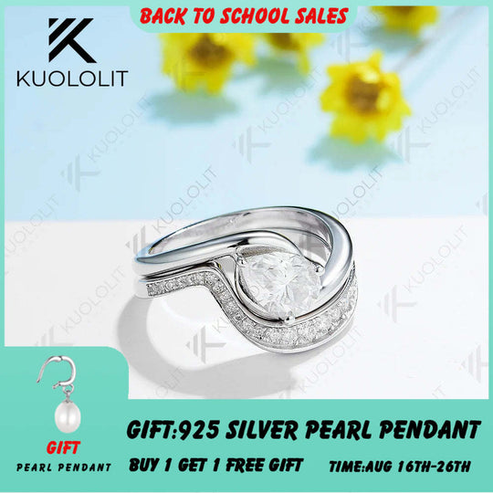 Kuololit 1,25 Karat Moissanit-Ringe im Birnenschliff für Damen, massive 14K, 10K, 18K und 585 Gold, Verlobungsringe, Party- und Jahrestagsgeschenke 