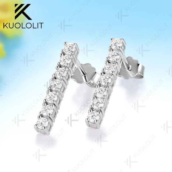 Kuololit 0.63CTW Lab Grown Diamonds Custom Stud Earrings for Women Solid 14K 10K Yellow Long Stud Earrings for Christmas Gifts
