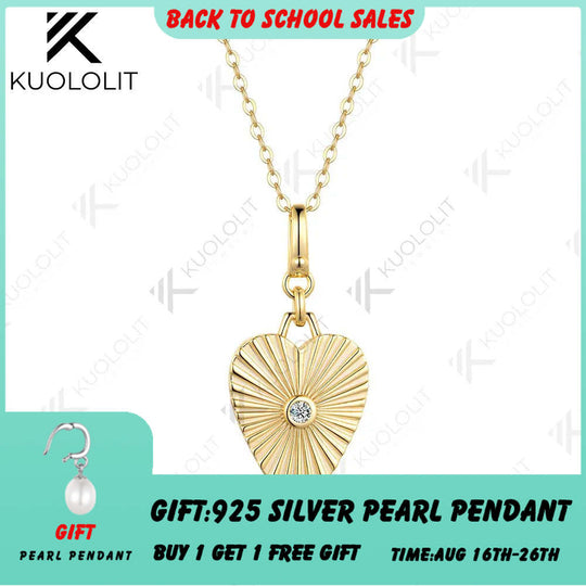 Kuololit 0.06CT Lab Grown Diamonds Necklaces for Women Solid 14K 10K Gold Round Diamonds Pendant for Anniversary Christmas Gift