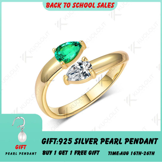 Kuololit 0.5CT Lab Grown Emerald Moissanite Snake Ring for Women Solid 18K 14K 10K 585 Yellow Gold Gemstone Ring for Christmas