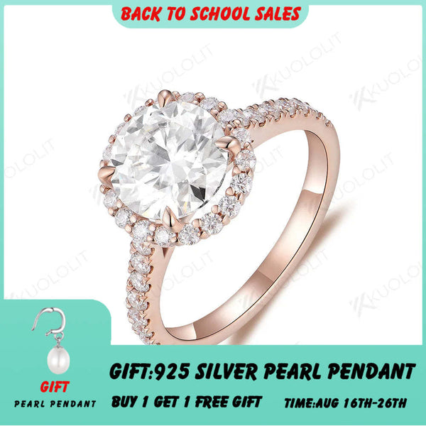 Kuololit 2-Karat-Moissanit-Ring für Damen, massiv, 14K, 10K, 585, PT950 Gold, 925 Silber, Gelbgold – ideal als Verlobungs-, Hochzeits- oder Weihnachtsgeschenk. 