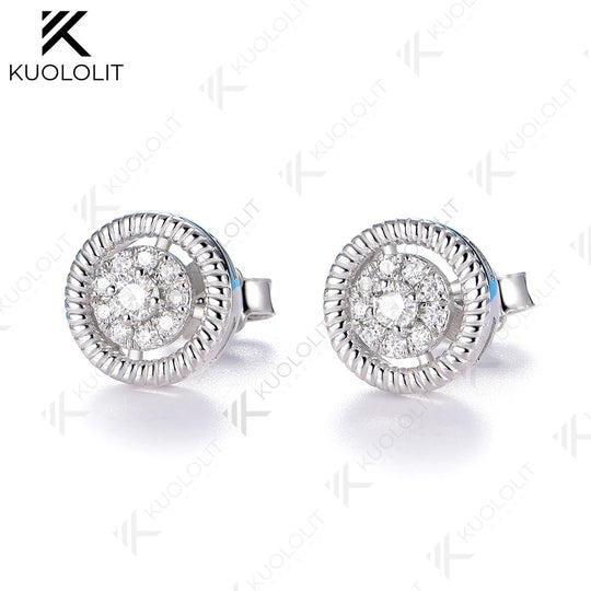 Kuololit 0.25CTW Lab Grown Diamonds Custom Stud Earrings for Women Solid 14K10K 585 Yellow Gold Stud Earrings for Christmas Gift