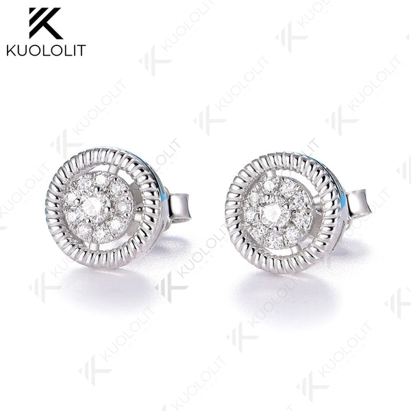 Kuololit 0.25CTW Lab Grown Diamonds Custom Stud Earrings for Women Solid 14K10K 585 Yellow Gold Stud Earrings for Christmas Gift