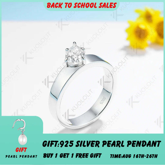 Kuololit 1 Karat Moissanit-Ring für Damen, massives 18K, 14K, 10K, 585 Weißgold, Birnenschliff, Verlobungsring, Weihnachtsgeschenk, Jahrestagsgeschenk 