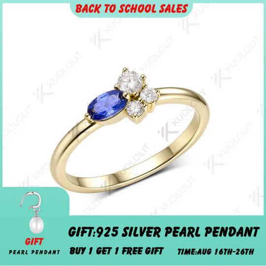 Kuololit 0.5CTW Lab Grown Sapphire Diamonds Custom Ring for Women Solid 14K 10K Yellow Gold for Engagement Wedding Christmas