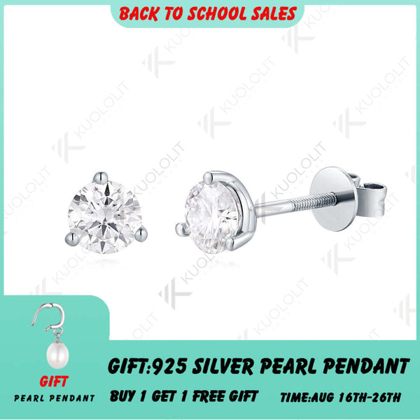 Kuololit Ohrringe mit 1 Karat Labordiamanten für Damen, 18K/14K Weißgold, Schraubverschluss, Ohrstecker, ideales Geschenk für Weihnachten und Partys 