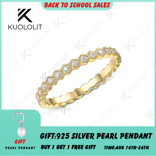 Kuololit 0,35 Karat Labor-Diamant-Hexagon-Ring für Damen, massiver 18K-, 14K- oder 10K-Goldring – ideales Geschenk zum Jahrestag, zur Verlobung oder für Partys 