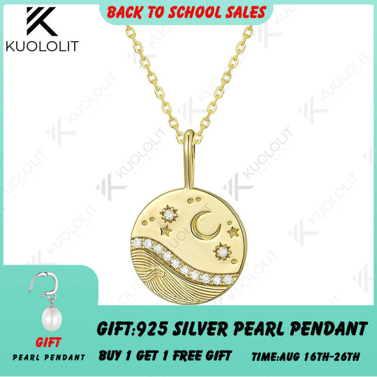 Kuololit 0.26CT Lab Grown Diamonds Necklaces for Women Solid 14K 10K Gold Round Diamonds Pendant for Anniversary Christmas Gift