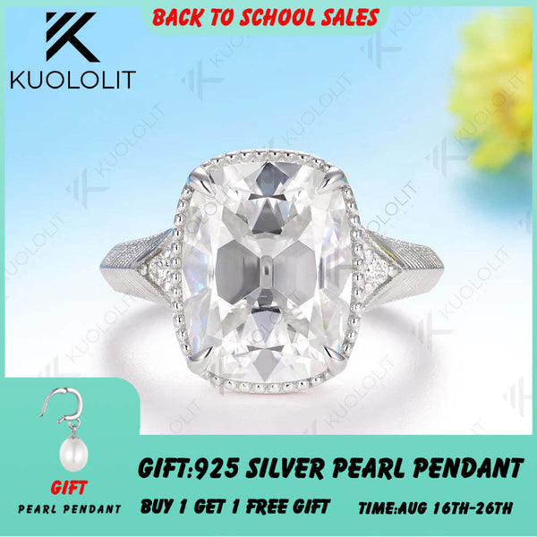 Kuololit 7CT OMC Cushion Custom Moissanite Engagement Ring for Women Solid 14K 10K 585 Yellow Gold Ring for Christmas Gift Party