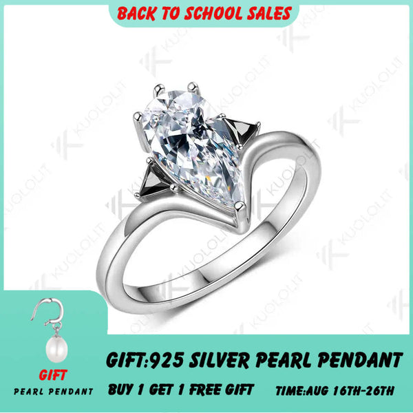 Kuololit 2,2 Karat Moissanit-Ring „Crushed Ice“ für Damen, massives 10K/14K Gelbgold, schwarzer Moissanit-Ring, Verlobungsring, Weihnachtsring 