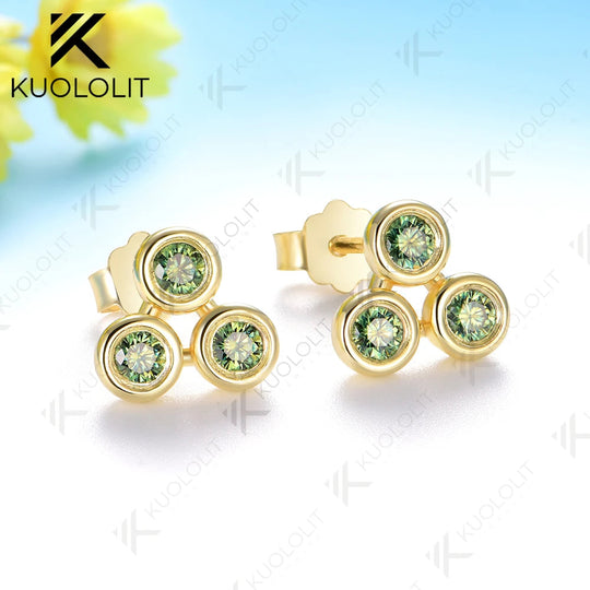 Kuololit 0.48CTW Moissanite Custom Stud Earrings for Women Solid 10K 14K 585 White Gold Stud Earrings for Classic Christmas Gift