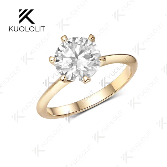 Kuololit 3CT IGI Lab Grown Diamonds Custom Ring for Women Solid 14K 10K Yellow Gold Ring for Anniversary Christmas Gifts Party