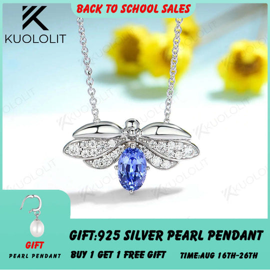 Kuololit 0,5 Karat Labor-Saphir-Moissanit-Bienen-Halskette für Damen, massives 18K, 14K, 10K, 585 Weißgold, ovaler Anhänger, Weihnachtsgeschenk 