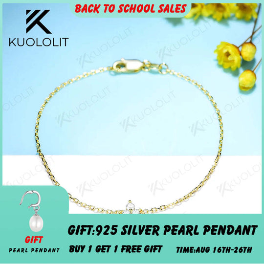 Kuololit Moissanite Bracelets for Women Men 585 18K 10K Adjustable Chains Charm Bracelets for Engagement Party Christmas Gifts