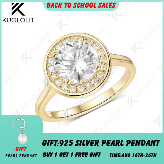 Kuololit 2CT IGI Lab Grown Diamonds Ring for Women D VS1 for Women Solid 14k 10K 585 White Gold for Engagement Christmas Gifts