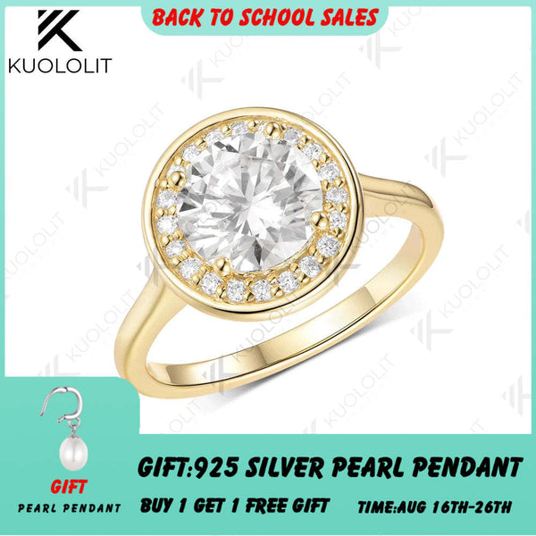 Kuololit 2CT IGI Lab Grown Diamonds Ring for Women D VS1 for Women Solid 14k 10K 585 White Gold for Engagement Christmas Gifts