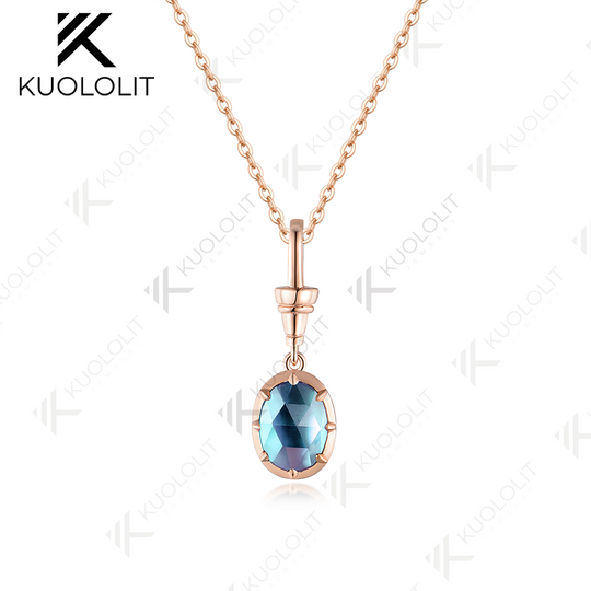 Kuololit 1.5CT Rose Cut Moissanite Lab Grown Alexandrite Necklace for Women  925 Silver Sterling Oval Cut Gemstone Pendant for Christmas Gifts Party