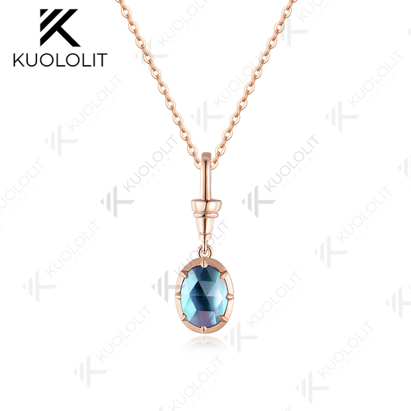 Kuololit 1.5CT Rose Cut Moissanite Lab Grown Alexandrite Necklace for Women  925 Silver Sterling Oval Cut Gemstone Pendant for Christmas Gifts Party