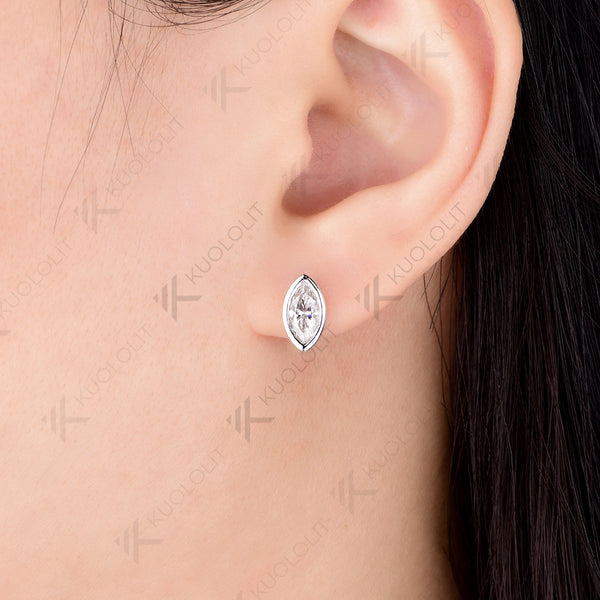 Kuololit 1CTW Marquise Moissanite Lab Grown Ruby Emerald Clip Earrings for Women Solid 14K10K 585 Rose Gold Earrings for Engagement Christmas Gifts