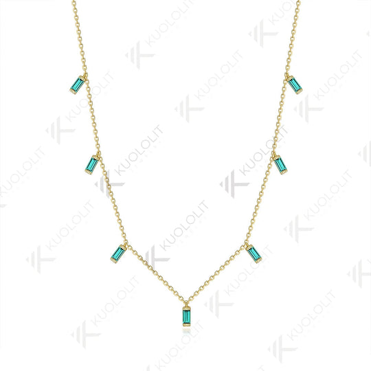 Kuololit 1.15CTW Lab Grown Emerald Necklaces for Women Solid 585 14K 10K Gold 925 Silver Chain for Engagement Party Christmas