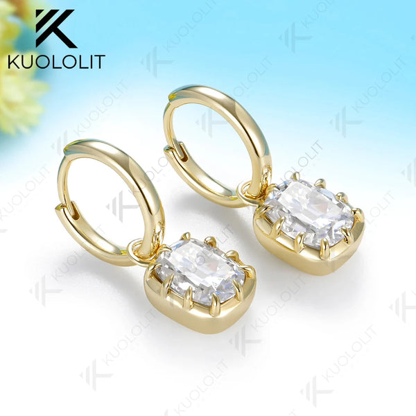 Kuololit 6CTW OMC Moissanite Custom Hoop Earrings for Women Solid 14K 10K 585 Yellow Gold Earrings for Engagement Christmas Gift