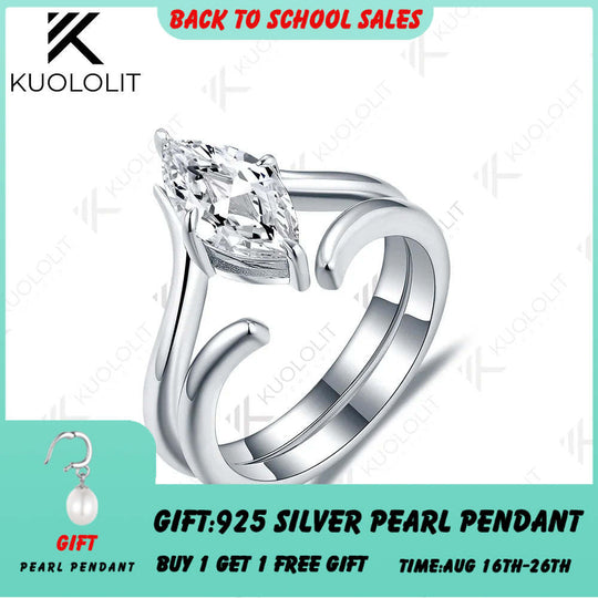 Kuololit Damenring mit 1,5 Karat im Labor gezüchteten Diamanten, massives 18K, 14K, 10K oder 585 Weißgold, Marquise-Schliff, ideal für Verlobung, Weihnachten oder Jahrestag. 