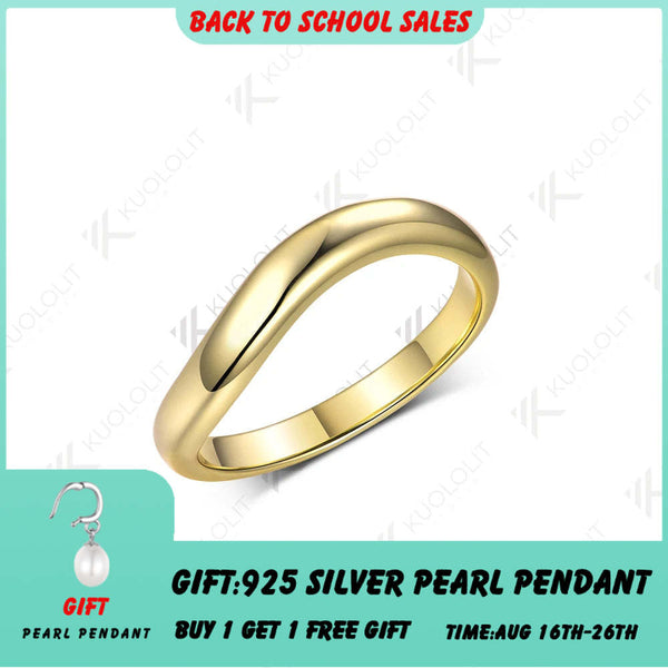 Kuololit V-Band-Ringe für Damen und Herren, massiv, 18K, 14K, 10K Gold, 925er Silber, klassisches Geschenk für Hochzeit, Jahrestag, Verlobung, Feier 