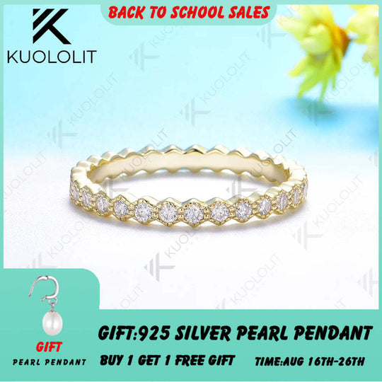 Kuololit 0,35 Karat Moissanit-Hexagon-Ring für Damen, massiver 18K-, 14K- und 10K-Goldring – ideales Geschenk zum Jahrestag, zur Verlobung, zu Partys oder Weihnachten 