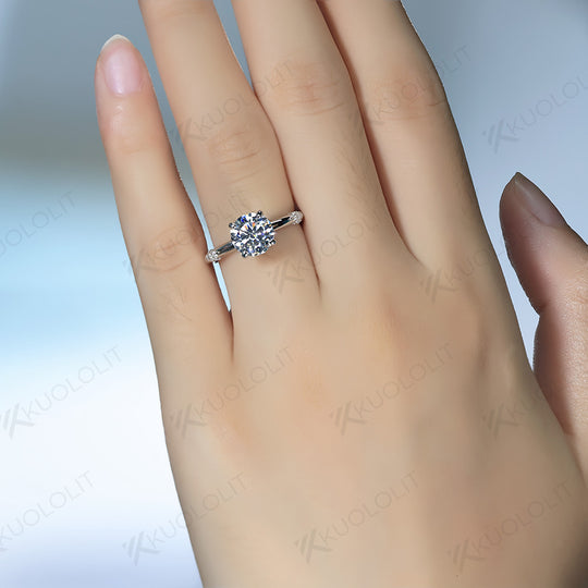 Kuololit 1CT Moissanite Rings for Women Solid 14K 10K 925 Sliver White Gold Round Cut Sparkle for Anniversary Wedding Engagement