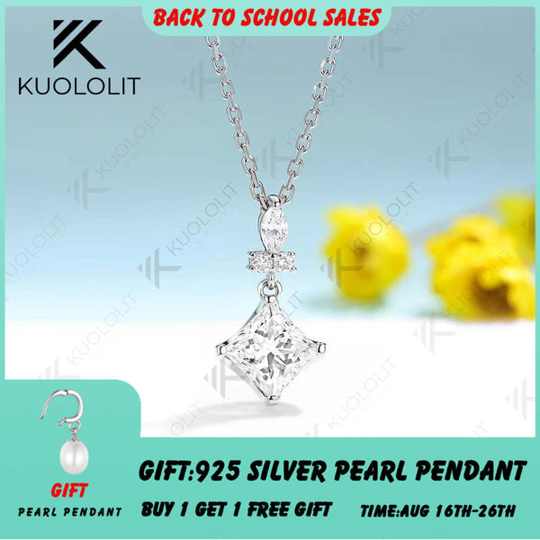 Kuololit 1 Karat Moissanit-Halskette für Damen, massiver 10K, 14K, 18K 925 Silber-Prinzessinnenanhänger mit Kette, ideal für Verlobung und Weihnachten 