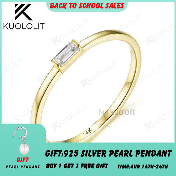Kuololit-Ringe mit im Labor gezüchteten Diamanten für Damen, 585er 14K/10K Gelbgold, Smaragdschliff-Solitär, Verlobungsring, Luxus-Weihnachtsgeschenk 