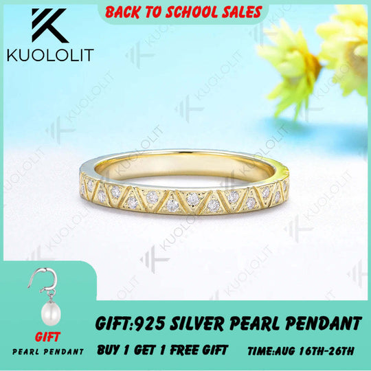 Kuololit 0.32CTW Moissanite Band for Women Men Solid 18K 14K 10K Gold Wedding Band Ring for Anniversary Engagement Gifts Party