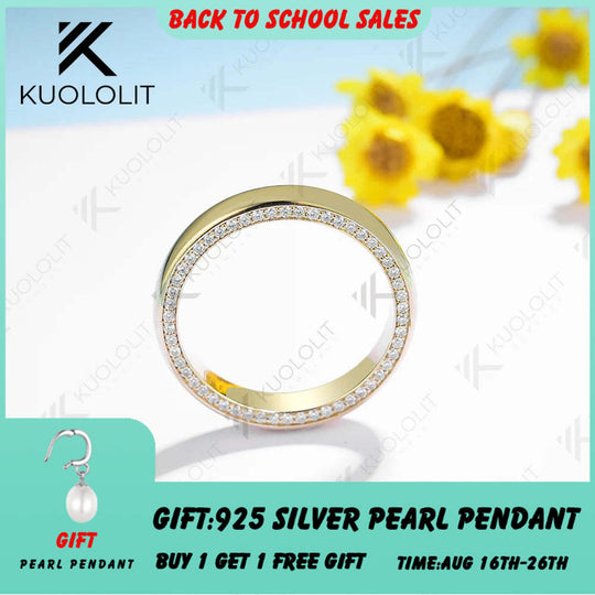 Kuololit 0,54 Karat Moissanit-Ring für Damen, massiver 18K, 14K oder 10K Gold-Ehering für Jahrestag, Verlobung oder Weihnachten 