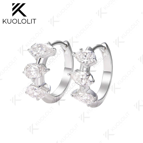 Kuololit 2.1CTW Lab Grown Diamonds Hoop Earrings for Women 14K 10K 585 Solid Gold Yellow Gold Clip Earring for Christmas Classic