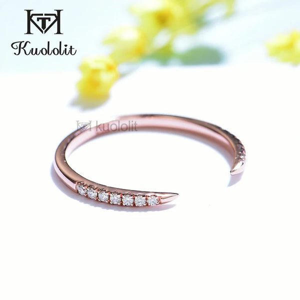 Bague solitaire Kuololit AU750 en or rose 18K et 14K avec moissanite, alliance et diamants assortis, bague de fiançailles, collection Noël 2022 