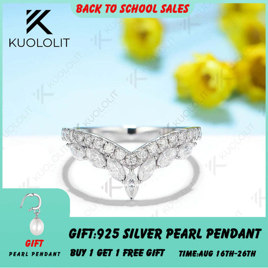 Kuololit Moissanite Rings for Women Men Solid 14K 10K 585 Silver White Gold Crown Band Rings for Wedding Anniversary Christmas
