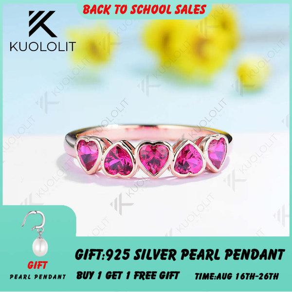 Kuololit 2,3 Karat Labor-Rubin-Herzschliff-Ring für Damen, massives 10K, 14K oder 18K Roségold, Edelsteinring, perfektes Hochzeits- oder Weihnachtsgeschenk 