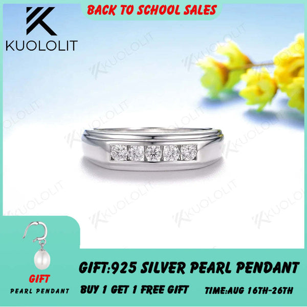 Kuololit 0,4 Karat Moissanit-Ring für Damen und Herren, massives 18-, 14- oder 10-karätiges Gold, runder Schliff, gebürstet, ideales Geschenk zum Jahrestag oder zur Verlobung 