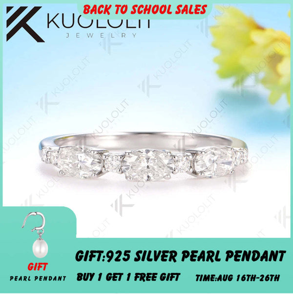 Kuololit Moissanit-Ring für Damen, 1 Karat, massives 14K/10K 585 Weißgold, Ehering, ideales Geschenk zu Weihnachten, Partys oder Jahrestagen, klassisch 